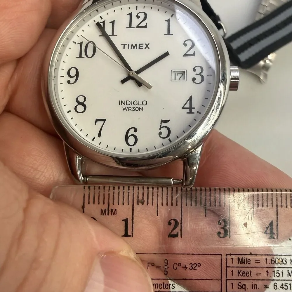 TIMEX Men's TW2P81300 Easy Reader Indiglo White Dial 38mm 2 Bands EUC